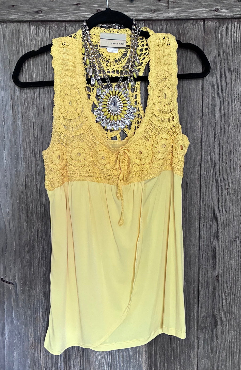 Carrie Allen Crochet Open-Back Boho Tank Top – Size XL