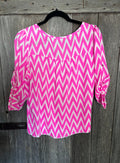Pink Chevron 3/4 Sleeve Blouse – L