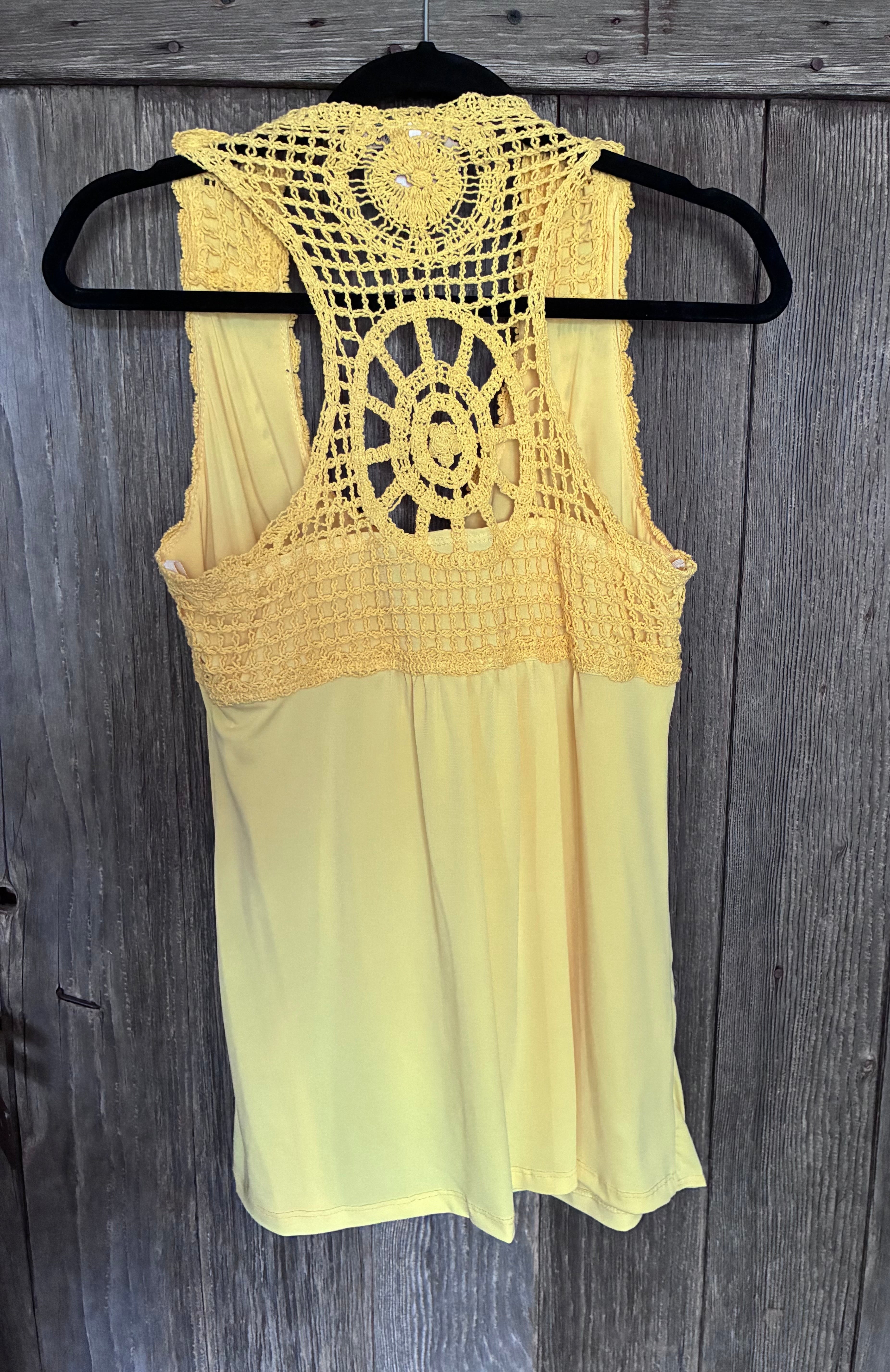 Carrie Allen Crochet Open-Back Boho Tank Top – Size XL