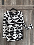 Heimish USA Black & White Aztec Peplum Top