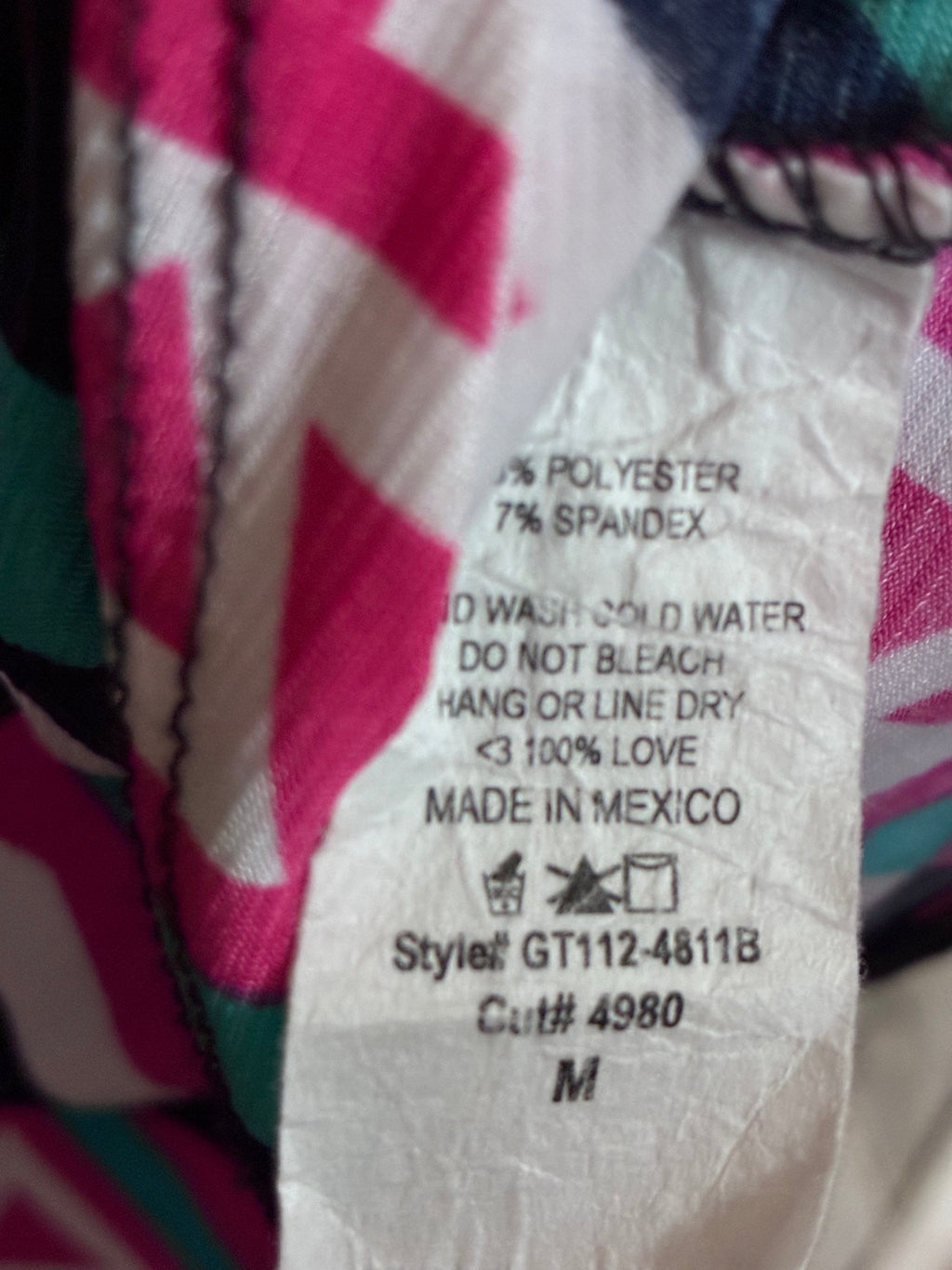 Sew In Love Aztec V-Neck Top – Navy/Magenta/Teal (M)
