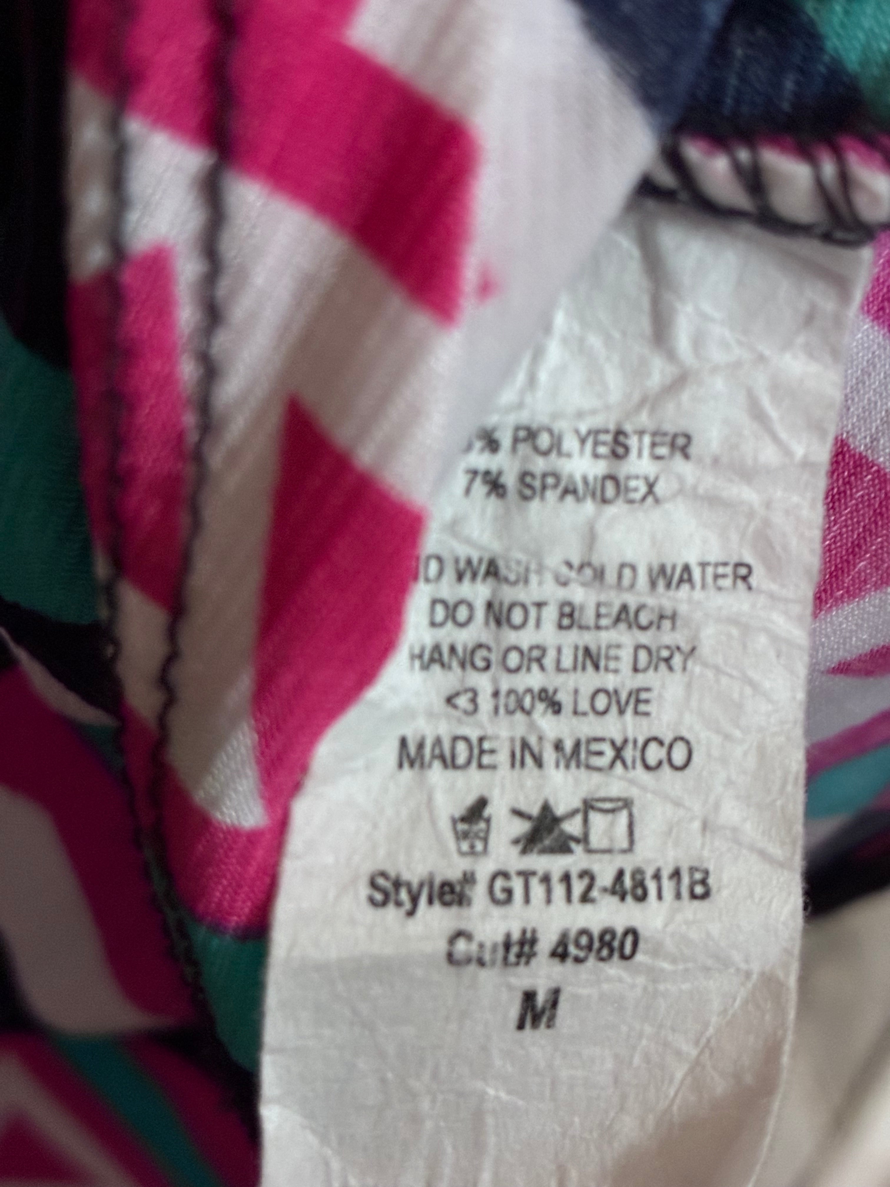 Sew In Love Aztec V-Neck Top – Navy/Magenta/Teal (M)