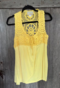 Carrie Allen Crochet Open-Back Boho Tank Top – Size XL
