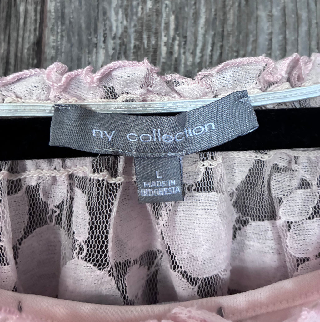 NY Collection Blush Pink Lace Top – Size L