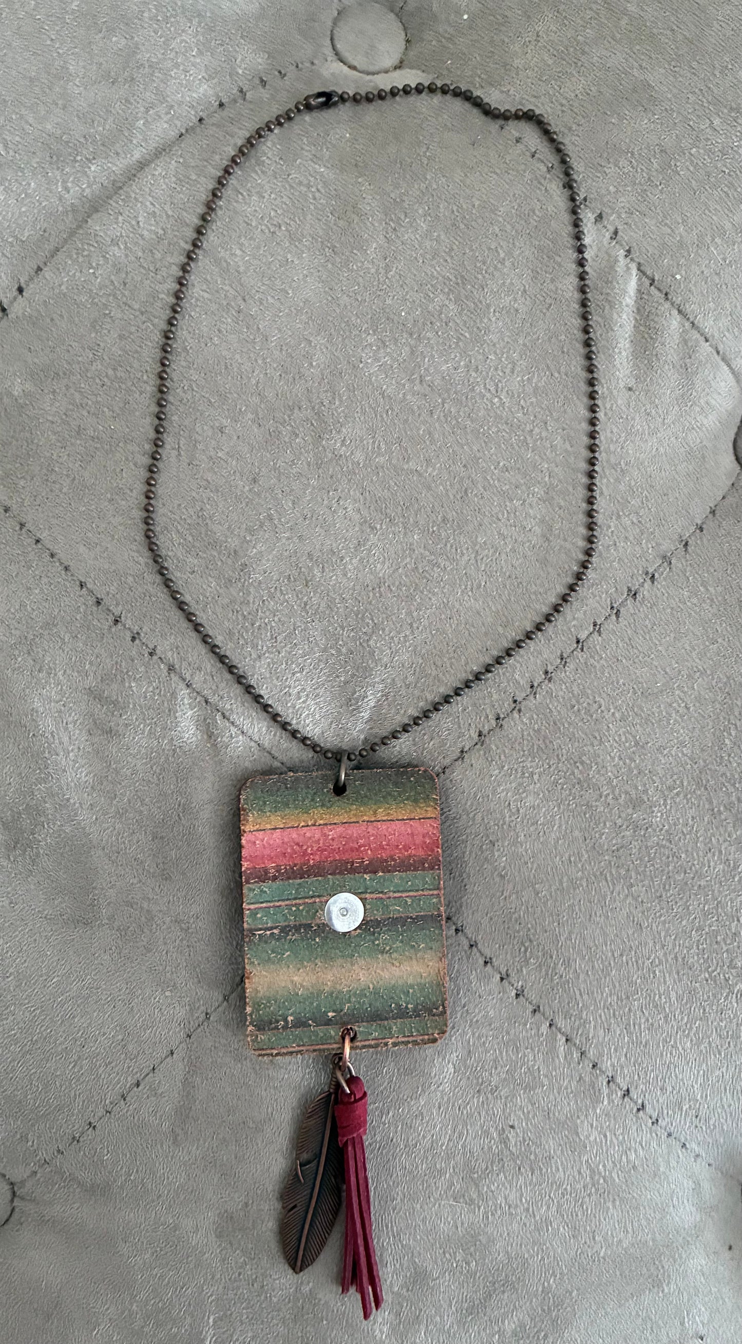 Boho Necklace Set – Beaded Strand & Serape Pendant
