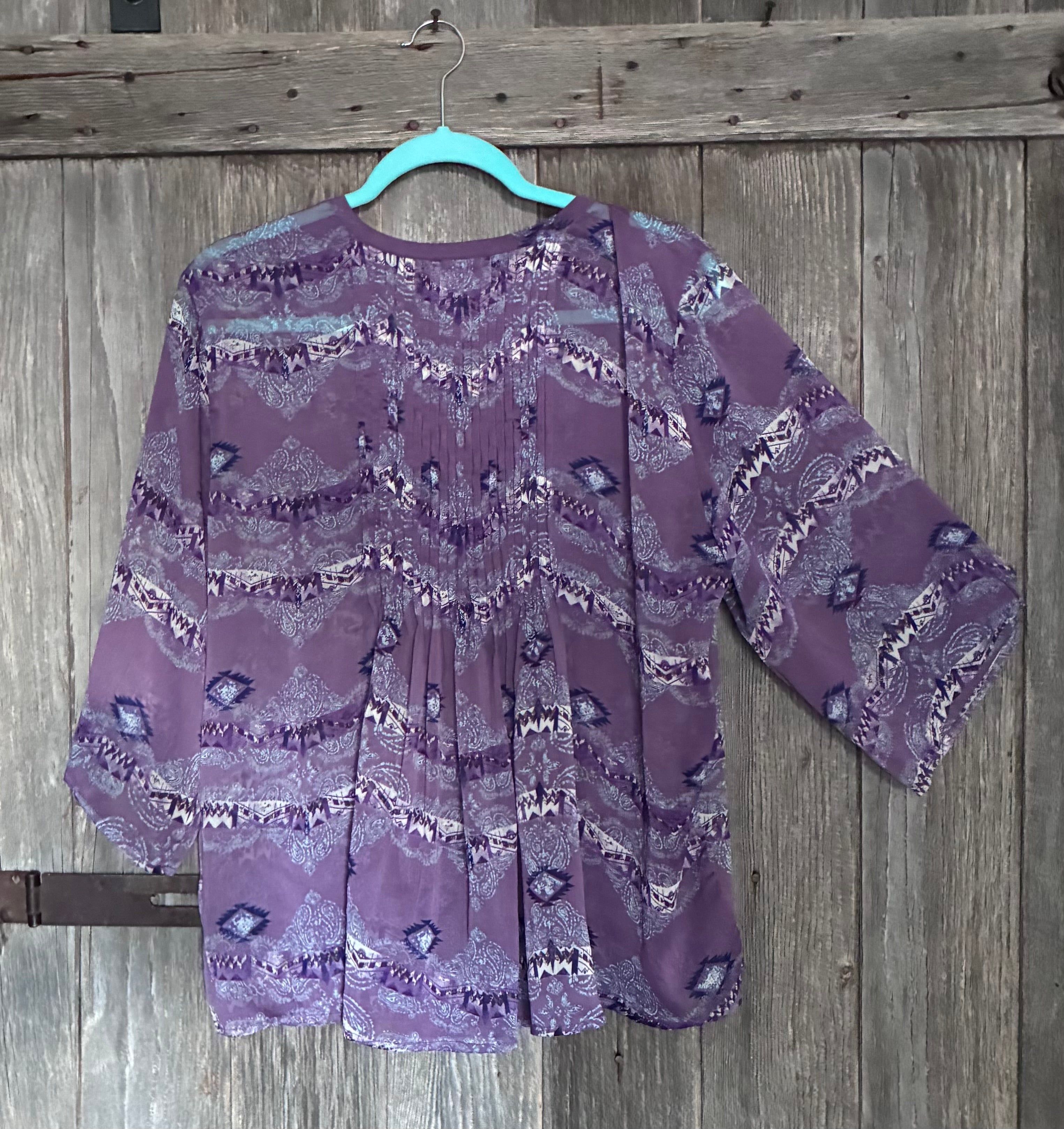 Shyanne Purple Aztec Paisley Top-Size L