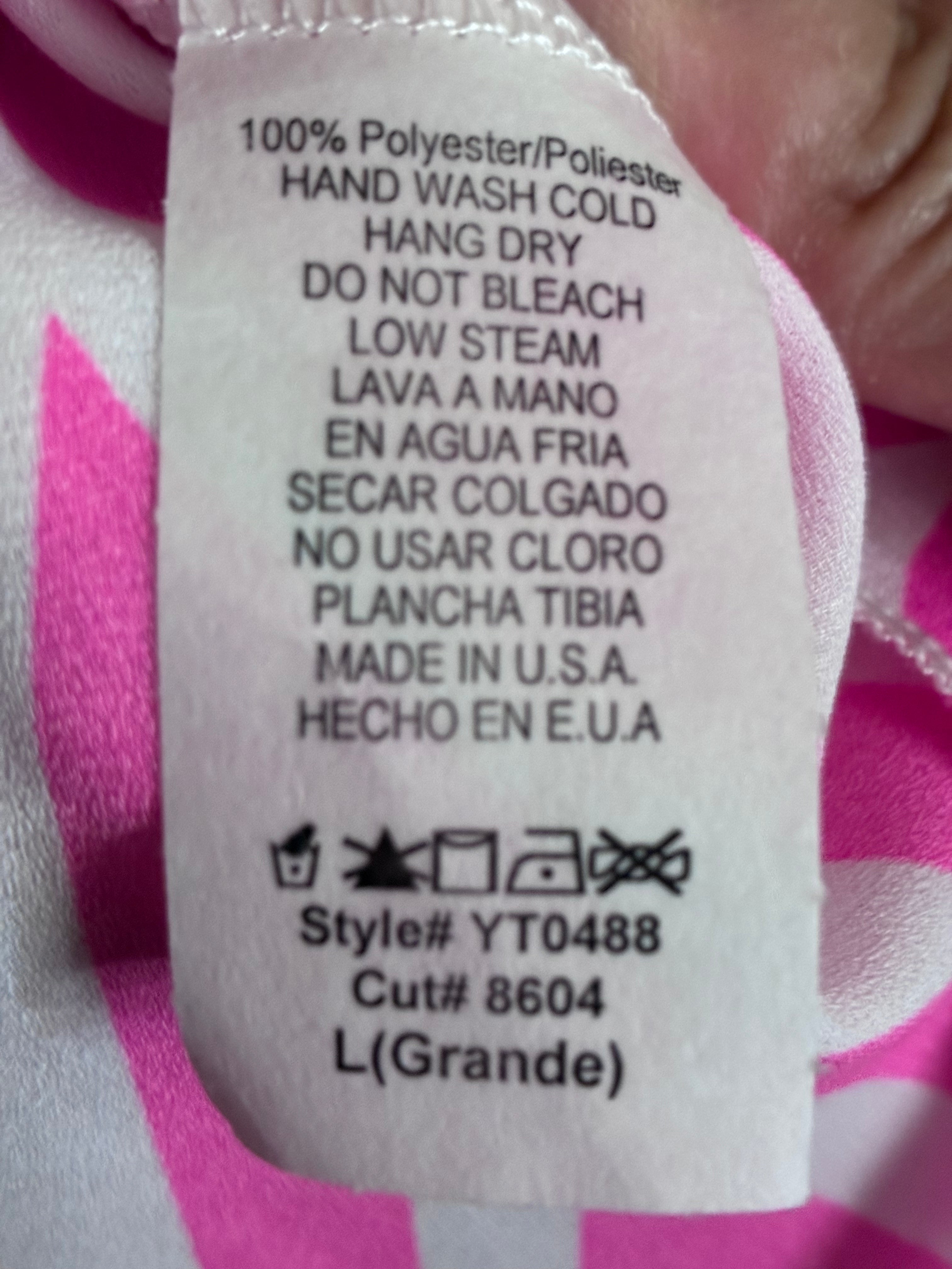Pink Chevron 3/4 Sleeve Blouse – L