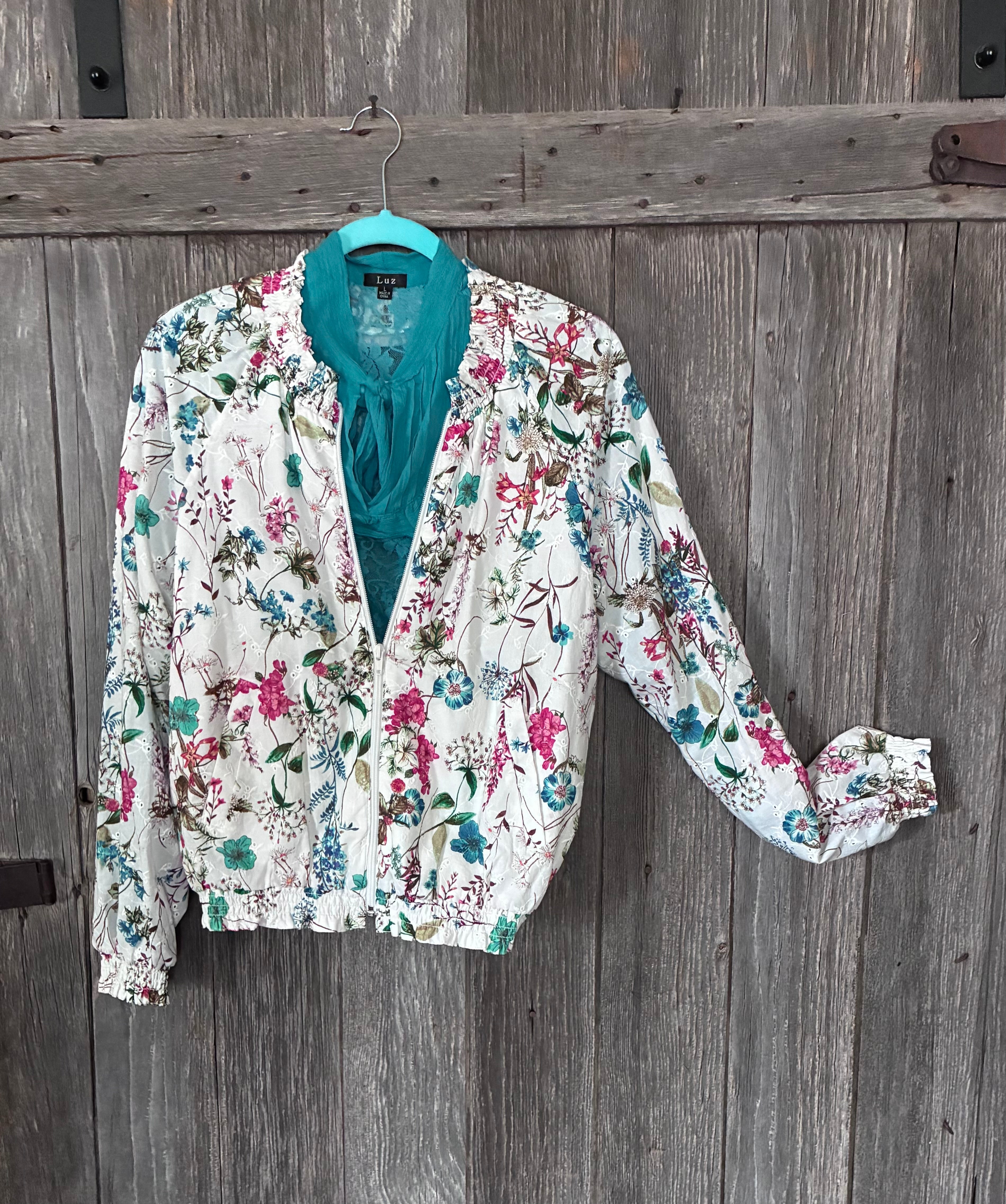 Sanctuary Floral Zip Bomber Jacket – Size L